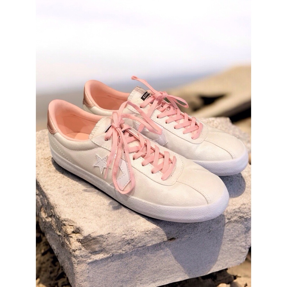 Converse Breakpoint OX 162152C Womens 9.5 White Pink Rose Gold Shimmer Sneakers